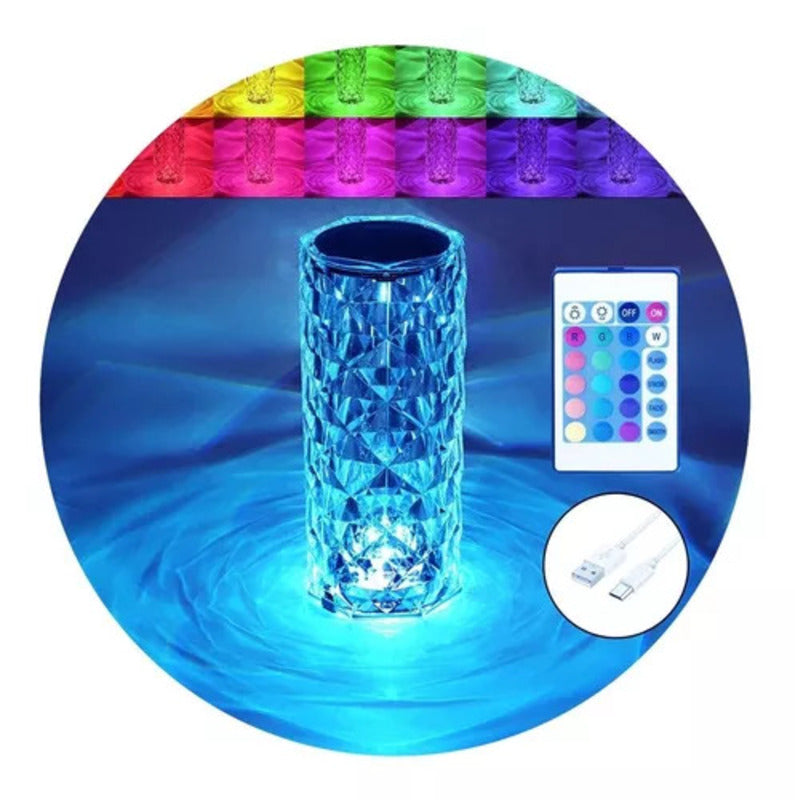 Lampara Cilindrica De Cristal RGB